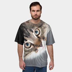 Футболка оверсайз мужская Кошачий взгляд, цвет: 3D-принт — фото 2