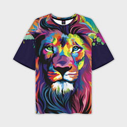 Футболка оверсайз мужская Красочный лев, цвет: 3D-принт