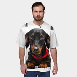 Футболка оверсайз мужская Милая такса, цвет: 3D-принт — фото 2