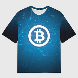 Футболка оверсайз мужская Bitcoin Blue, цвет: 3D-принт