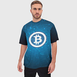 Футболка оверсайз мужская Bitcoin Blue, цвет: 3D-принт — фото 2