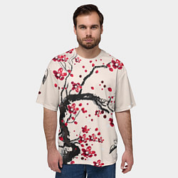 Футболка оверсайз мужская Сакура, цвет: 3D-принт — фото 2