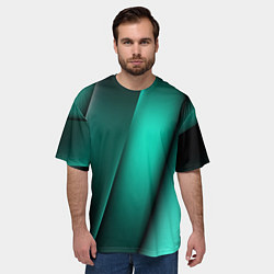 Футболка оверсайз мужская Emerald lines, цвет: 3D-принт — фото 2