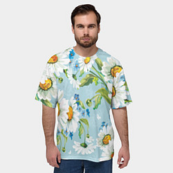 Футболка оверсайз мужская Ромашки, цвет: 3D-принт — фото 2