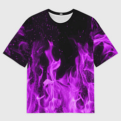 Мужская футболка оверсайз Фиолетовый огонь