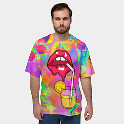 Футболка оверсайз мужская Cocktail lips, цвет: 3D-принт — фото 2