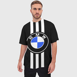 Футболка оверсайз мужская BMW: White Strips, цвет: 3D-принт — фото 2