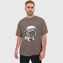 Футболка оверсайз мужская Мопс космонавт, цвет: 3D-принт — фото 2