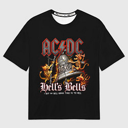 Футболка оверсайз мужская AC DC - bell with devils, цвет: 3D-принт
