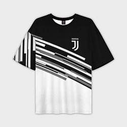 Футболка оверсайз мужская FC Juventus: B&W Line, цвет: 3D-принт