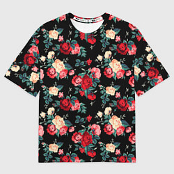Мужская футболка оверсайз Кустовые розы