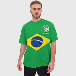 Футболка оверсайз мужская Сборная Бразилии: зеленая, цвет: 3D-принт — фото 2