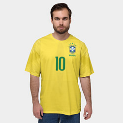 Футболка оверсайз мужская Сборная Бразилии: Неймар ЧМ-2018 домашняя, цвет: 3D-принт — фото 2