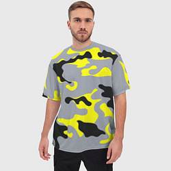 Футболка оверсайз мужская Yellow & Grey Camouflage, цвет: 3D-принт — фото 2