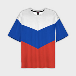 Футболка оверсайз мужская Российский триколор, цвет: 3D-принт