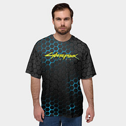 Футболка оверсайз мужская Cyberpunk 2077: Blue Carbon, цвет: 3D-принт — фото 2