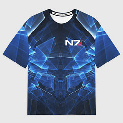 Мужская футболка оверсайз Mass Effect: Blue Armor N7