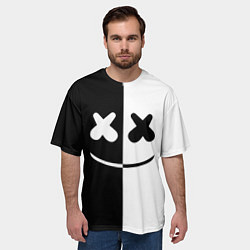 Футболка оверсайз мужская Marshmello: Black & White, цвет: 3D-принт — фото 2