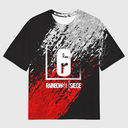 Футболка оверсайз мужская R6S: Red & White, цвет: 3D-принт