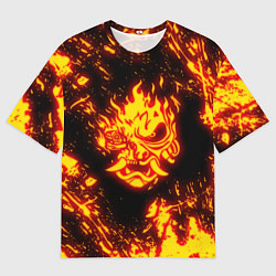Мужская футболка оверсайз Cyberpunk 2077: FIRE SAMURAI