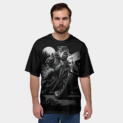 Футболка оверсайз мужская Бульдог-байкер, цвет: 3D-принт — фото 2