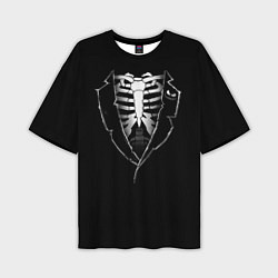 Мужская футболка оверсайз Хэллоуинский скелет