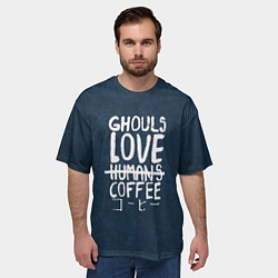 Футболка оверсайз мужская Ghouls Love Coffee, цвет: 3D-принт — фото 2