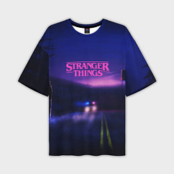 Мужская футболка оверсайз Stranger Things: Neon Road