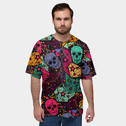 Футболка оверсайз мужская Маскарад черепов, цвет: 3D-принт — фото 2