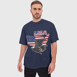 Футболка оверсайз мужская USA - flag and eagle, цвет: 3D-принт — фото 2