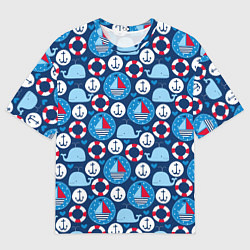 Мужская футболка оверсайз Киты и яхты