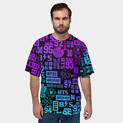 Футболка оверсайз мужская BTS Logos, цвет: 3D-принт — фото 2