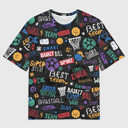 Мужская футболка оверсайз Баскетбол коллаж