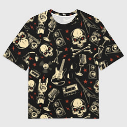 Мужская футболка оверсайз Гранж с черепами