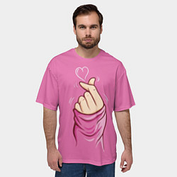 Футболка оверсайз мужская Знак любви - розовое сердце, цвет: 3D-принт — фото 2