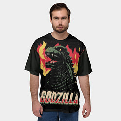 Футболка оверсайз мужская Flame Godzilla, цвет: 3D-принт — фото 2