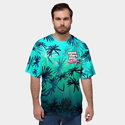 Футболка оверсайз мужская GTA пальмы, цвет: 3D-принт — фото 2
