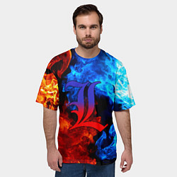 Футболка оверсайз мужская L letter fire, цвет: 3D-принт — фото 2