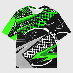 Мужская футболка оверсайз Black and green corners