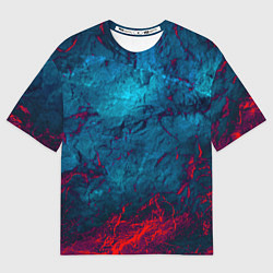 Футболка оверсайз мужская Blue and Red abstract, цвет: 3D-принт