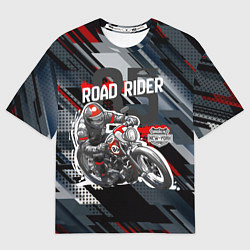 Футболка оверсайз мужская Road rider мотоциклист, цвет: 3D-принт