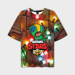 Футболка оверсайз мужская BRAWL STARS НОВОГОДНИЙ, цвет: 3D-принт