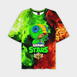 Футболка оверсайз мужская BRAWL STARS LEON, цвет: 3D-принт