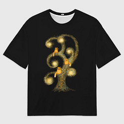 Футболка оверсайз мужская Коты на дереве, цвет: 3D-принт