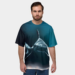 Футболка оверсайз мужская Акула, цвет: 3D-принт — фото 2