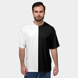 Футболка оверсайз мужская ПРОСТО ЧЁРНО-БЕЛЫЙ, цвет: 3D-принт — фото 2