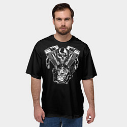 Футболка оверсайз мужская Движковый череп, цвет: 3D-принт — фото 2