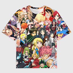 Мужская футболка оверсайз Аниме коллаж