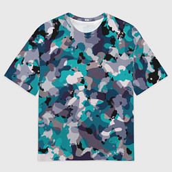 Футболка оверсайз мужская Камуфляж: ледяной, цвет: 3D-принт