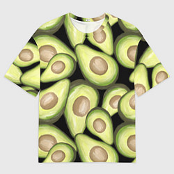 Мужская футболка оверсайз Avocado background
